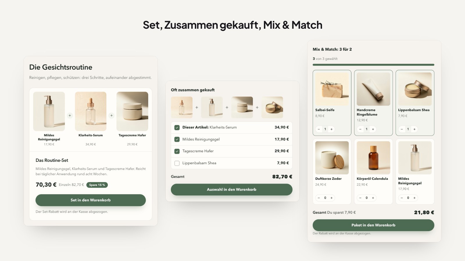 Bundles: Produkt-Set, Oft zusammen gekauft, Mix & Match