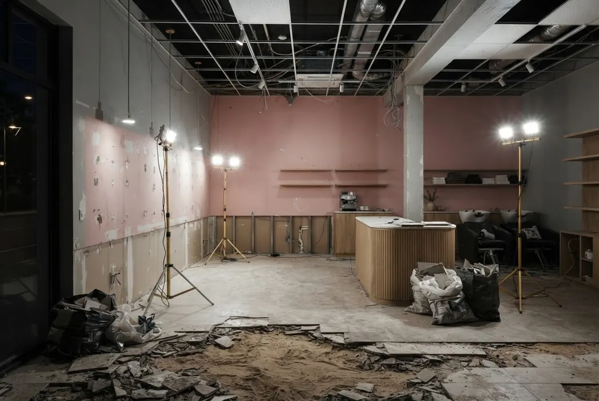 Der alte Salon in der Nacht der Demontage
